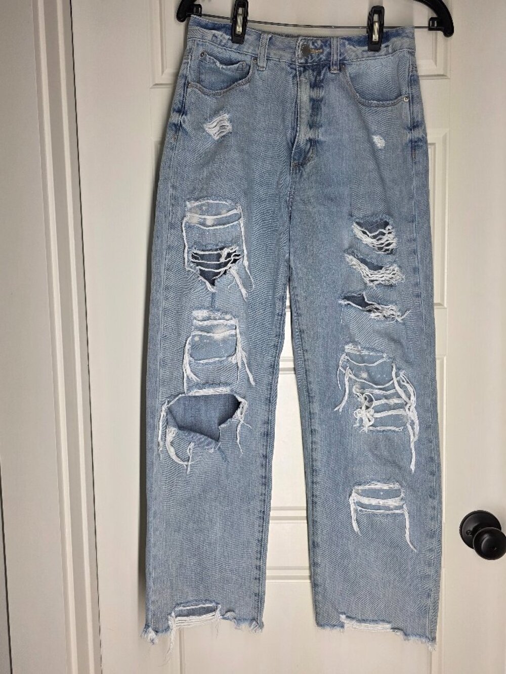 Blue Revival Distressed High Rise Straight Leg Jeans - Size 27